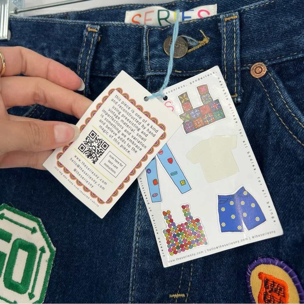 The Series NY Vintage Patchwork Dark Wash High Waist Straight Denim Jeans 28 NWT - Picture 5 of 11